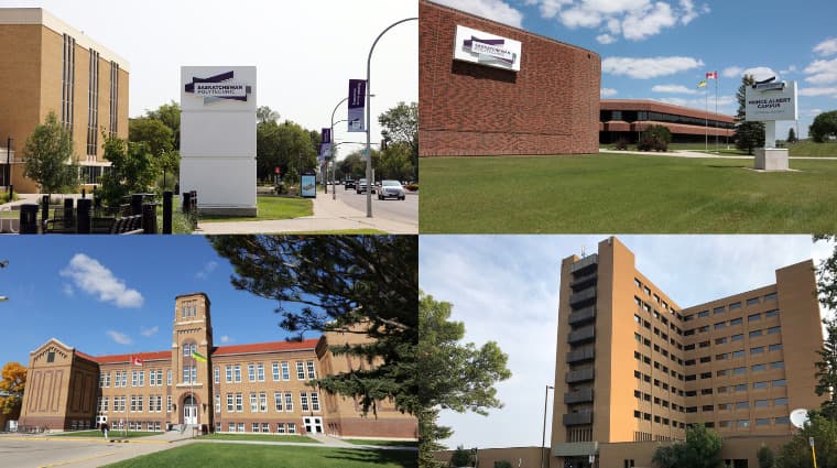 Saskatchewan Polytechnic kampüsleri ve yaşam alanları kolajı